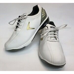 Womens Size 9 Callaway Hyperbloic Golf Cleats White & Gold Leather Shoes